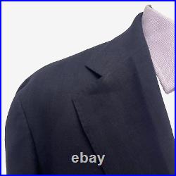 SuitSupply Lanificio Rogna 46R Navy Blue Italian Wool Silk Linen Blazer Jacket