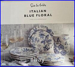 Sur La Table Blue Italian Floral Dinnerware 12 Piece Set New (Open Box)