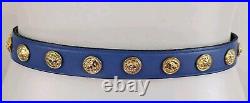 THE LIMITED Vintage Blue Italian Leather Belt Gold Studs Womens S Versace Look