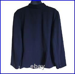 Talbots Blazer Jacket Size 20W Blue Italian Ponte Knit Mandarin Collar Career