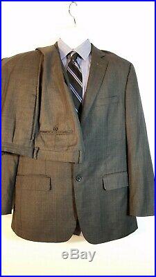 Tasso Elba Dark Grey Light Blue Wool/Cashmere exclusively for Macy 2 piece suit
