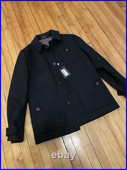 Ted Baker Men's Patch Pocket Collared Overcoat Dark Navy Size 3