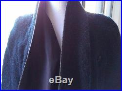 USAI coat Italian blue boucle asymmetric jacket S drape front patch pockets