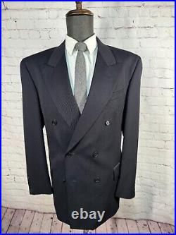 VITO RUFOLO Mens Navy Blue ITALIAN Wool Pleated 2 Pc Suit 43R Jacket 38x30 Pant