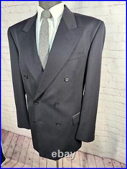 VITO RUFOLO Mens Navy Blue ITALIAN Wool Pleated 2 Pc Suit 43R Jacket 38x30 Pant