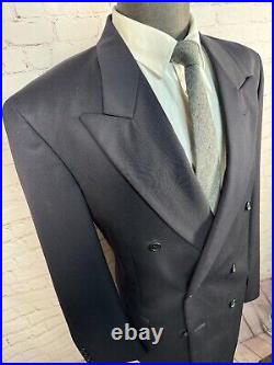 VITO RUFOLO Mens Navy Blue ITALIAN Wool Pleated 2 Pc Suit 43R Jacket 38x30 Pant