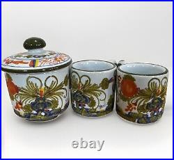 VTG Coffee ESPRESSO Mug Tea Set Italian Blue Carnation Three B BZOLLI Signed