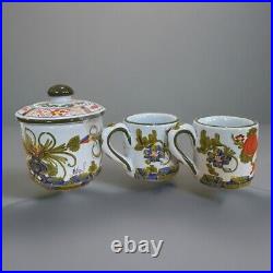 VTG Coffee ESPRESSO Mug Tea Set Italian Blue Carnation Three B BZOLLI Signed