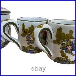 VTG Coffee ESPRESSO Mug Tea Set Italian Blue Carnation Three B BZOLLI Signed