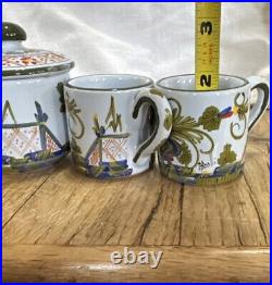 VTG Coffee ESPRESSO Mug Tea Set Italian Blue Carnation Three B BZOLLI Signed