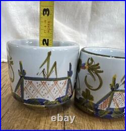 VTG Coffee ESPRESSO Mug Tea Set Italian Blue Carnation Three B BZOLLI Signed