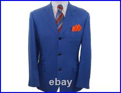 VTG Hermes Paris Mens Pure Cashmere Blue Italian Blazer Jacket Sport Coat 36 R