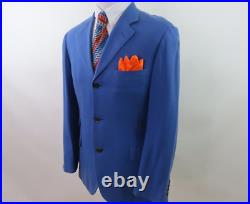 VTG Hermes Paris Mens Pure Cashmere Blue Italian Blazer Jacket Sport Coat 36 R