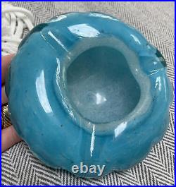VTG Murano Art Glass turquoise blue cased glass cigar ashtray bowl heavy 3.5 lbs