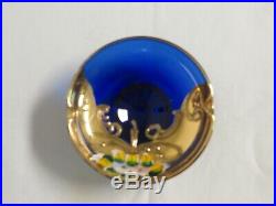 VTG Murano Cobalt Blue Decanter Glass Cordial Set 24k Gold overlay 9 Piece Set