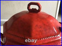 VTG Peasant Village Italian Pottery Soup Tureen with Ladle & Plate RARE