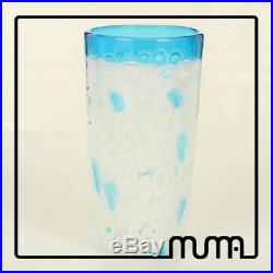 Vase Glass Murano Murrina White & Blue Authentic Piece For Furnace