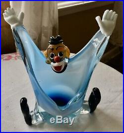Venetian Glass Clown Blue Arms Outstretched UNUSUAL PIECE