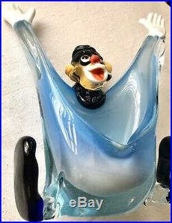 Venetian Glass Clown Blue Arms Outstretched UNUSUAL PIECE FREE SHIP