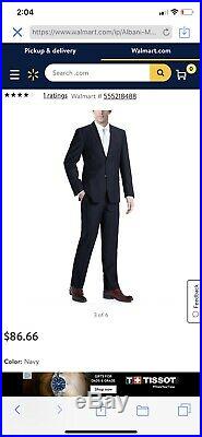 Verno Albani Men's Dark Navy Classic Fit Italian Styled Two Piece Suit