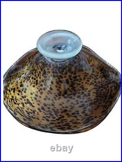 Very Large Tortoise Pattern Center Piece Hand Blown Glass Ruffle Bowl Decorative