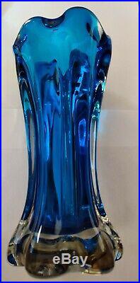 Vintage 1950s handsom Murano Vase in cobalt blue heavy exquisite quality piece