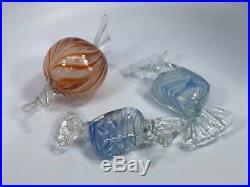 Vintage 3 Piece Large Hand Blown 6.50 MURANO Art Glass Wrapped Candy