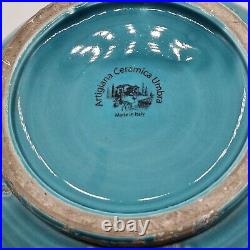 Vintage Ceramica Umbra Large Ceramic Italian Turquoise Teal Pitcher Vase 12 H