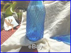 Vintage Empoli Italy Genie Bottle Blue Diamond Pattern WithStopper/family piece