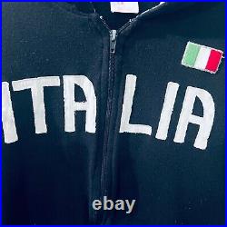 Vintage Italia Full Zip Hoodie Womens Large Navy Blue Italian Flag Italy