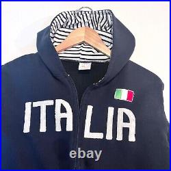 Vintage Italia Full Zip Hoodie Womens Large Navy Blue Italian Flag Italy