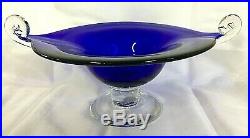 Vintage Italian Art Glass Cobalt Blue Bowl Center Piece GORGEOUS Stunning