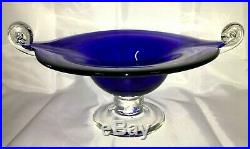 Vintage Italian Art Glass Cobalt Blue Bowl Center Piece GORGEOUS Stunning