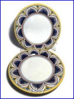 Vintage Italian Pottery Ceramic Dinnerware 15 Pieces Majolica Yellow Blue