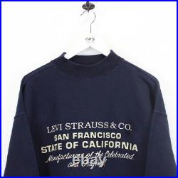 Vintage LEVIS 90s Sweatshirt Spell Out Jumper Navy Blue XL