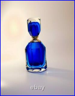 Vintage Murano 1980s Flavio Poli Rich Blue Glass Perfume Bottle Unique Art Piece