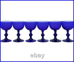 Vintage Set 6 Carlo Moretti Cordial Cocktail Glasses Blue Italian Cobalt Murano