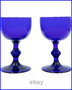 Vintage Set 6 Carlo Moretti Cordial Cocktail Glasses Blue Italian Cobalt Murano