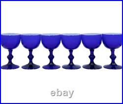 Vintage Set 6 Carlo Moretti Cordial Cocktail Glasses Blue Italian Cobalt Murano