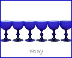 Vintage Set 6 Carlo Moretti Cordial Cocktail Glasses Blue Italian Cobalt Murano