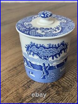 Vintage Spode BLUE ITALIAN Porcelain Preserve Jam/Jelly Jar & Lid Rare Piece