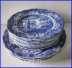 Vintage Spode Blue Italian Countryside 12 Piece Plate Set Made In England