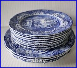 Vintage Spode Blue Italian Countryside 12 Piece Plate Set Made In England