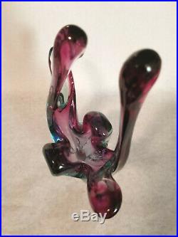 Vintage Stunning Murano Style Flowing Display Piece Purples & Blues 10-1/2 H