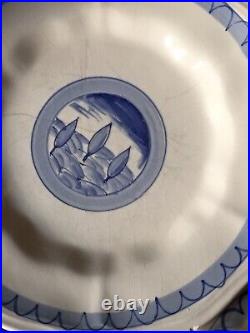 Vintage Vietri Italian Set 4 Desert Salad Bowls Plates Blue & White Tree Motif