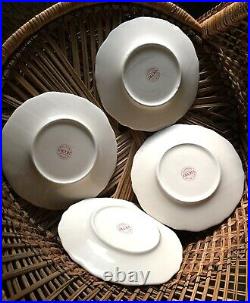 Vintage Vietri Italian Set 4 Desert Salad Bowls Plates Blue & White Tree Motif