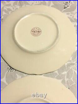 Vintage Vietri Italian Set 4 Desert Salad Bowls Plates Blue & White Tree Motif