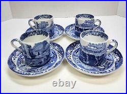 Vtg 4 Spode Blue Italian 3 oz Espresso Coffee Demitasse Cup And Saucer Sets