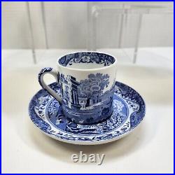 Vtg 4 Spode Blue Italian 3 oz Espresso Coffee Demitasse Cup And Saucer Sets