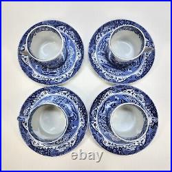 Vtg 4 Spode Blue Italian 3 oz Espresso Coffee Demitasse Cup And Saucer Sets